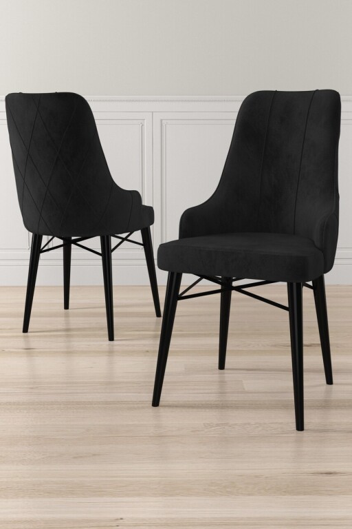 Set scaune 2 piese, Hanah Home, Neta, Negru