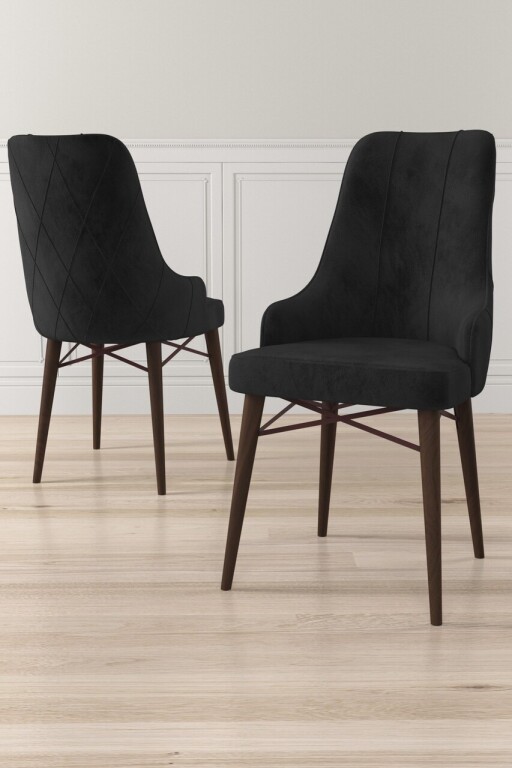 Set scaune 2 piese, Hanah Home, Neta, Negru/Maro