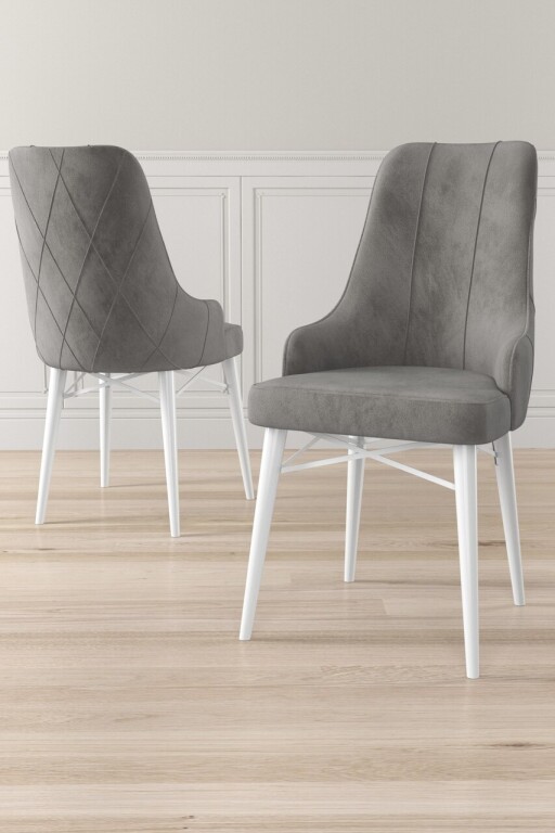 Set scaune 4 piese, Hanah Home, Neta, Gri/Alb