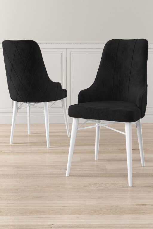 Set scaune 4 piese, Hanah Home, Neta, Alb/Negru