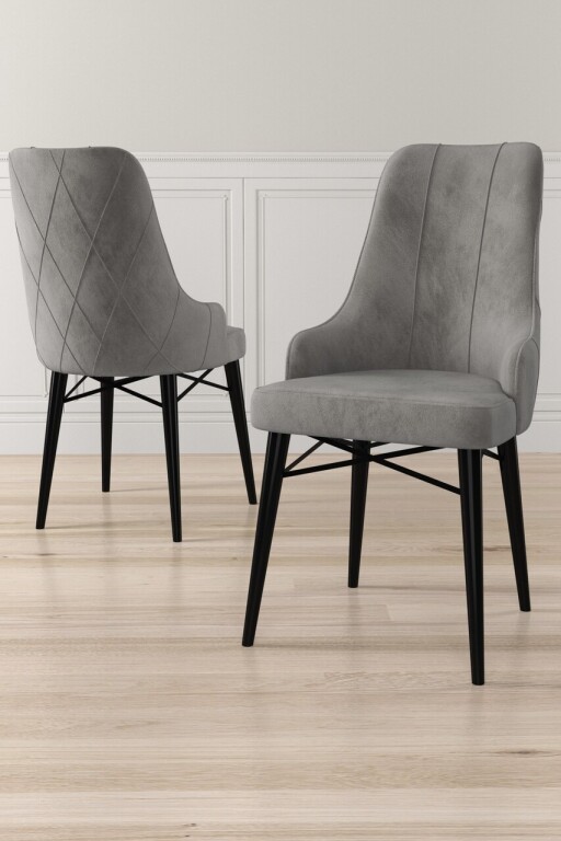 Set scaune 4 piese, Hanah Home, Neta, Gri/Negru