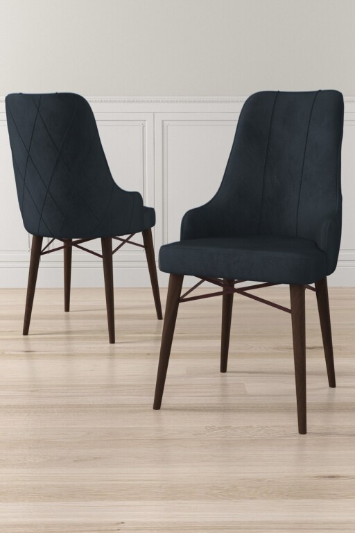 Set scaune 4 piese, Hanah Home, Neta, Antracit/Maro