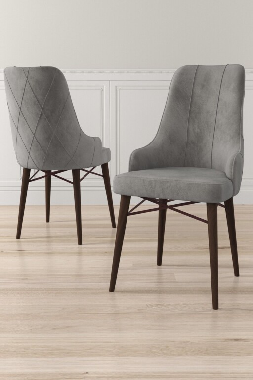 Set scaune 4 piese, Hanah Home, Neta, Gri/Maro