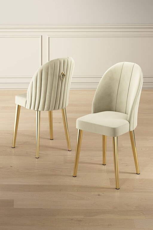 Set scaune 2 piese, Hanah Home, Mara, Crem / Aur