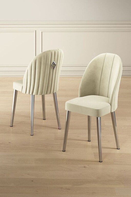 Set scaune 2 piese, Hanah Home, Mara, Crem / Crom