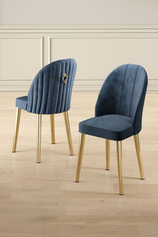 Set scaune 4 piese, Hanah Home, Mara, Antracit / Aur