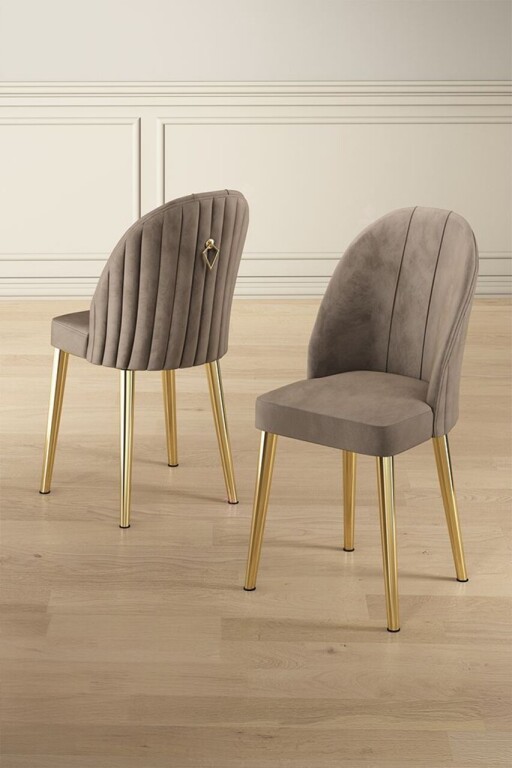 Set scaune 4 piese, Hanah Home, Mara, Cappuccino / Aur