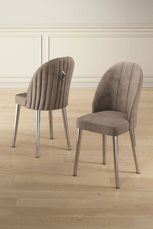 Set scaune 4 piese, Hanah Home, Mara, Cappuccino / Chrome