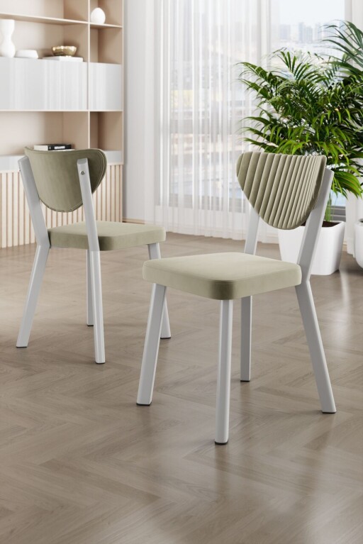 Set scaune 4 piese, Hanah Home, Arfe, Crem/Alb