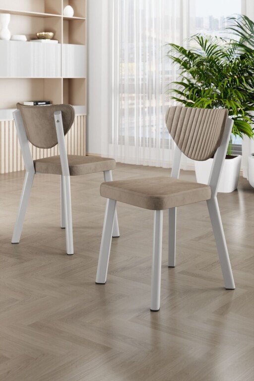 Set scaune 4 piese, Hanah Home, Arfe, Cappuccino / Alb