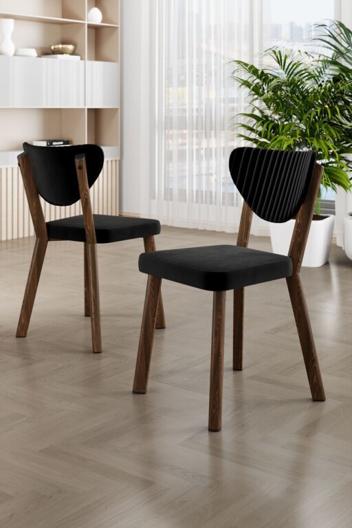 Set scaune 4 piese, Hanah Home, Arfe, Negru/Maro