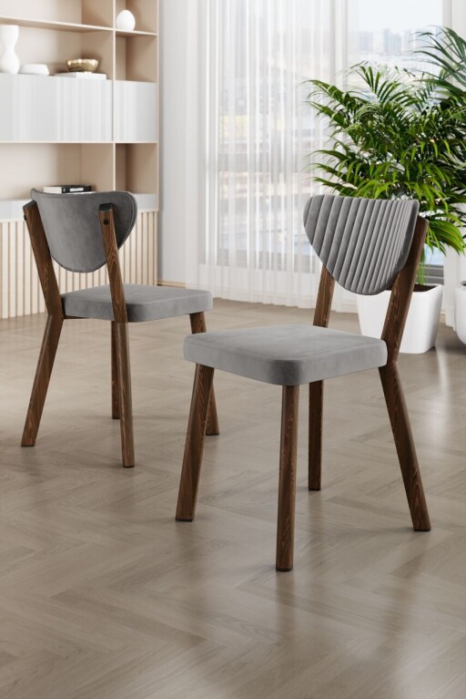 Set scaune 4 piese, Hanah Home, Arfe, Gri/Maro