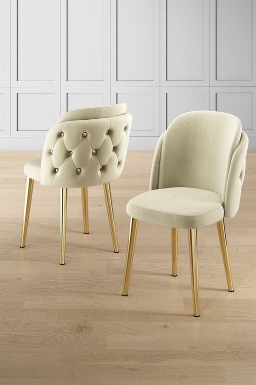 Set scaune 4 piese, Hanah Home, Axle, Crem / Aur