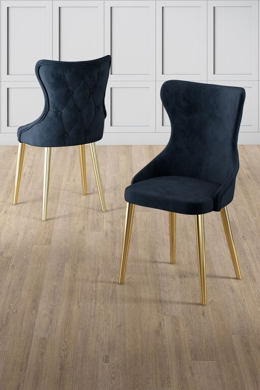 Set scaune 4 piese, Hanah Home, Alpa, Antracit / Aur