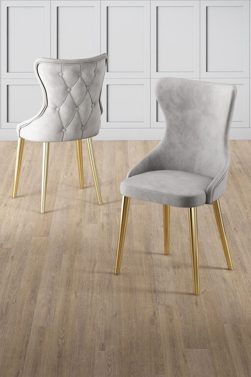 Set scaune 4 piese, Hanah Home, Alpa, Gri / Auriu