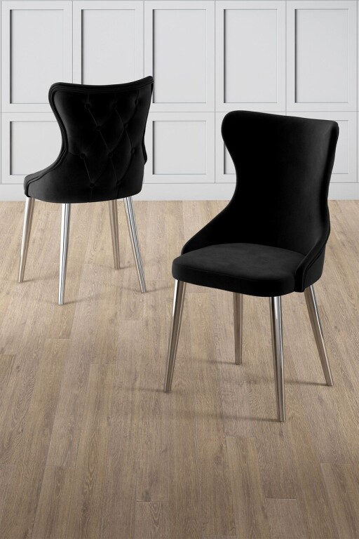 Set scaune 4 piese, Hanah Home, Alpa, Negru / Crom