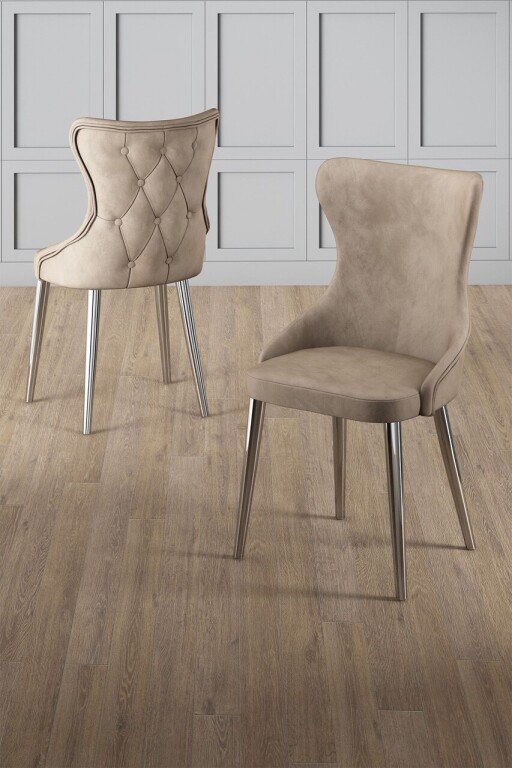 Set scaune 4 piese, Hanah Home, Alpa, Cappuccino / Chrome