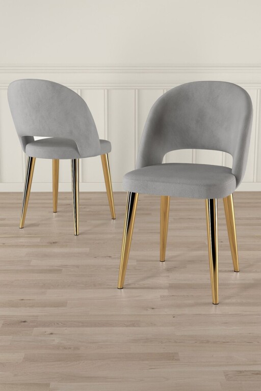 Set scaune 4 piese, Hanah Home, Pane, Gri / Auriu