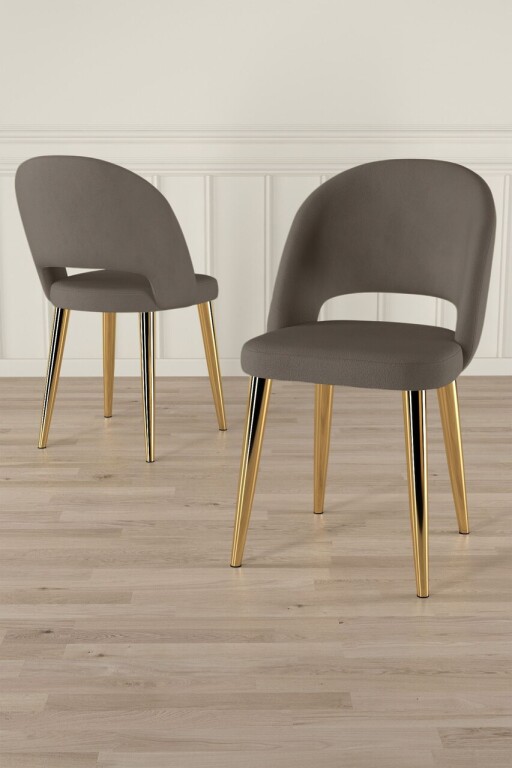 Set scaune 4 piese, Hanah Home, Pane, Cappuccino / Aur