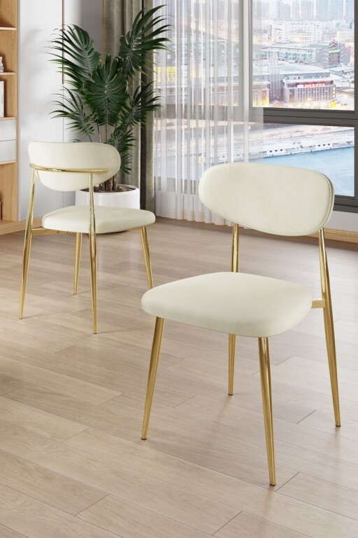 Set scaune 4 piese, Hanah Home, Vina, Crem / Aur