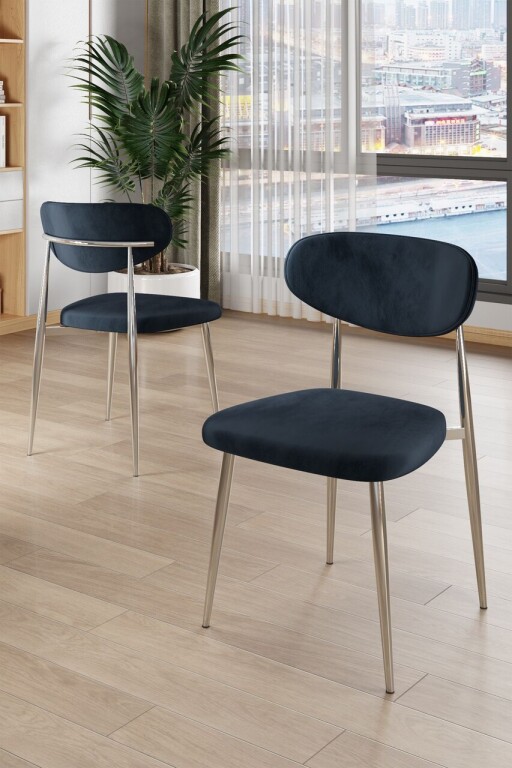 Set scaune 4 piese, Hanah Home, Vina, Antracit / Crom