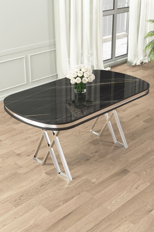 Masa, Hanah Home, Zae, Marmură neagră / Crom