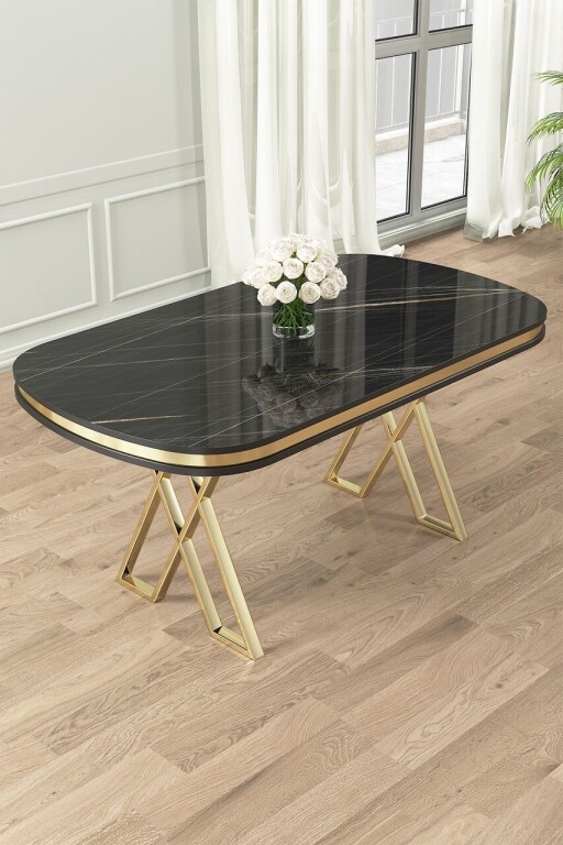 Masa, Hanah Home, Zae, Marmură neagră / Aur