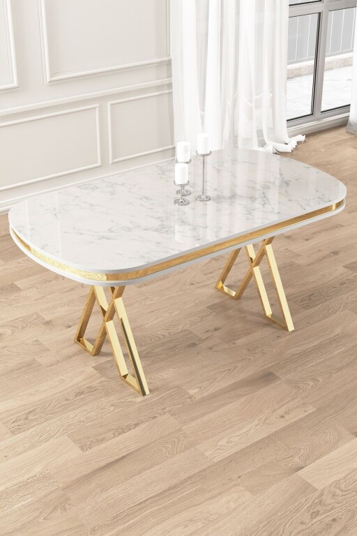 Masa, Hanah Home, Zae, Marmură albă/aur