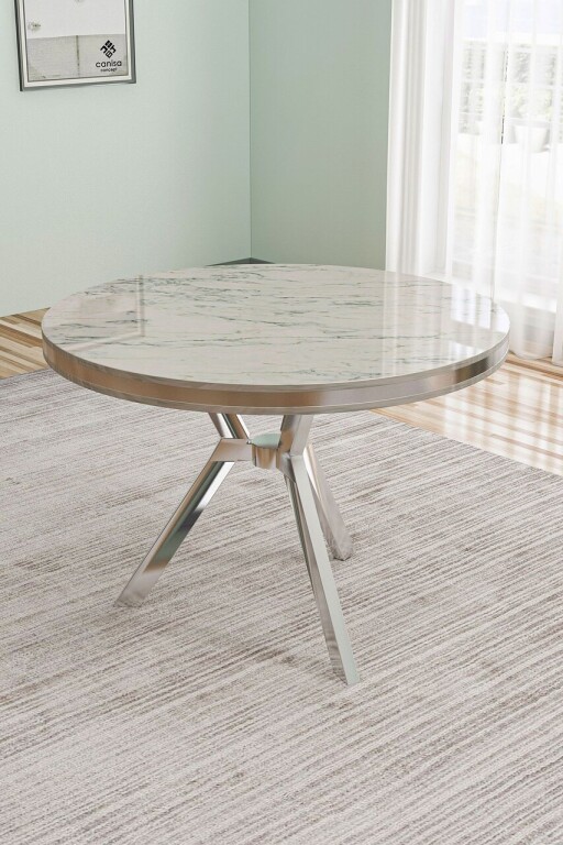 Masa, Hanah Home, Mos, Marmură albă / Crom