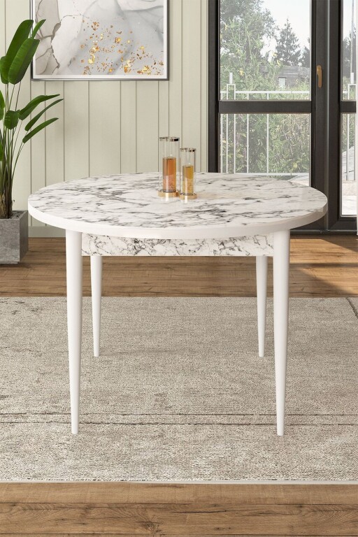 Masa, Hanah Home, Rox, Marmură albă / Alb