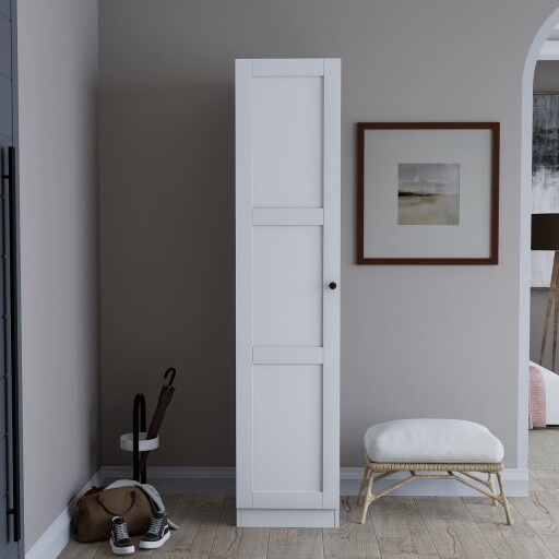 Dulap multifunctional, Miwood, Lucas 1600-67, 40x182x35 cm, PAL, Alb