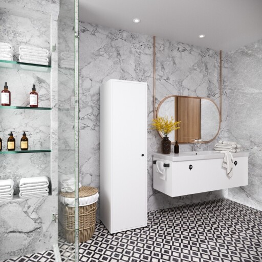 Dulap multifunctional, Qualex, Era, 40x174x40 cm, PAL, Alb