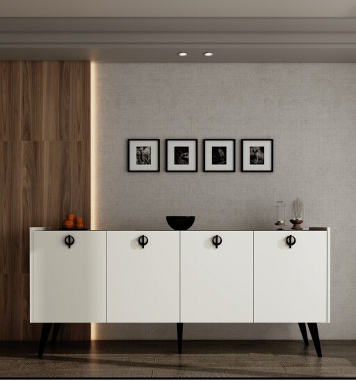 Consola, Qualex, Ay Tasi Kaya, 180x79x40 cm, PAL, Alb