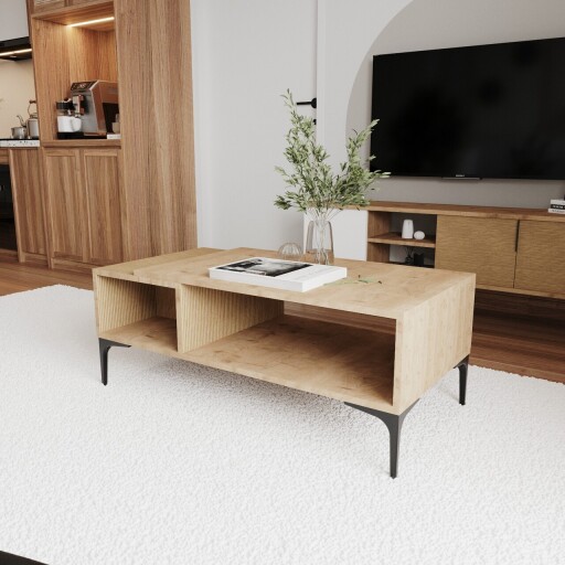 Masuta de cafea, Qualex, Tarz, 90x39x50 cm, PAL, Stejar