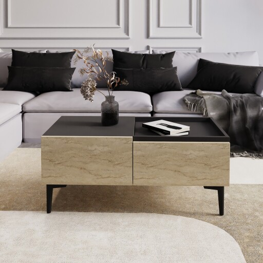 Masuta de cafea, Inarch, Mia, PAL, Travertin / Antracit