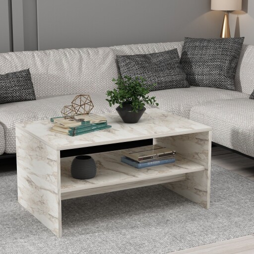 Masuta de cafea, Chalmette, Apollon, 90x46 cm, PAL, Marmura Ephesus