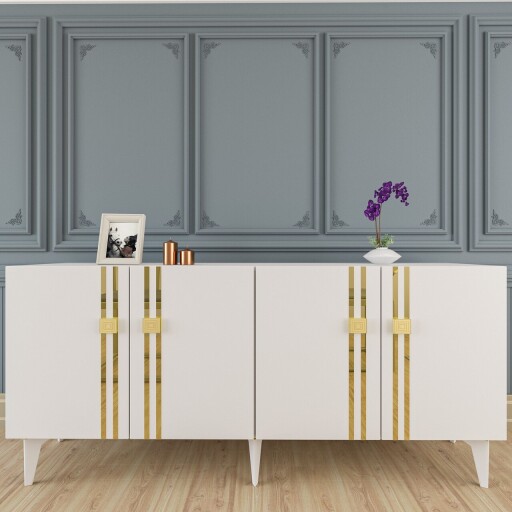 Consola, Olivia, Bahar KB150, 150x80x35 cm, PAL, Alb