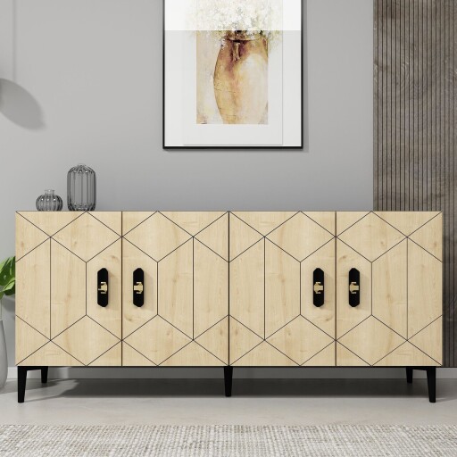 Consola, Olivia, Cross KB150, 150x75x35 cm, PAL, Stejar antracit / safir