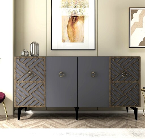 Consola, Olivia, Vesta, 150x79x40 cm, PAL , Antracit