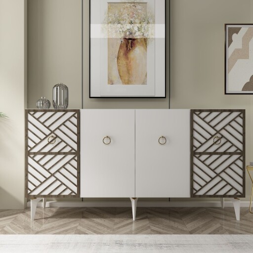 Consola, Olivia, Vesta, 150x79x40 cm, PAL , Alb