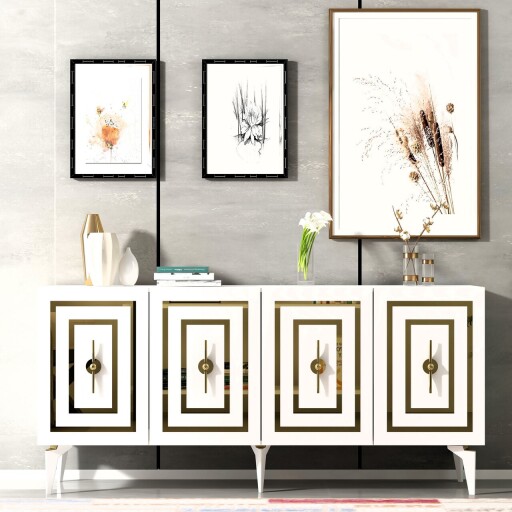 Consola, Olivia, Viola, 150x79x40 cm, PAL , Alb