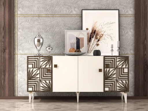 Consola, Olivia, Midia, 150x79x40 cm, PAL , Alb