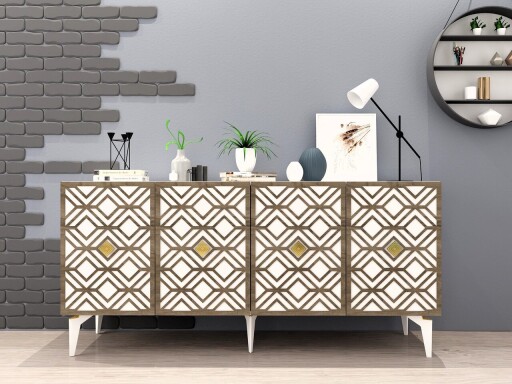 Consola, Olivia, Rose, 150x79x40 cm, PAL , Alb