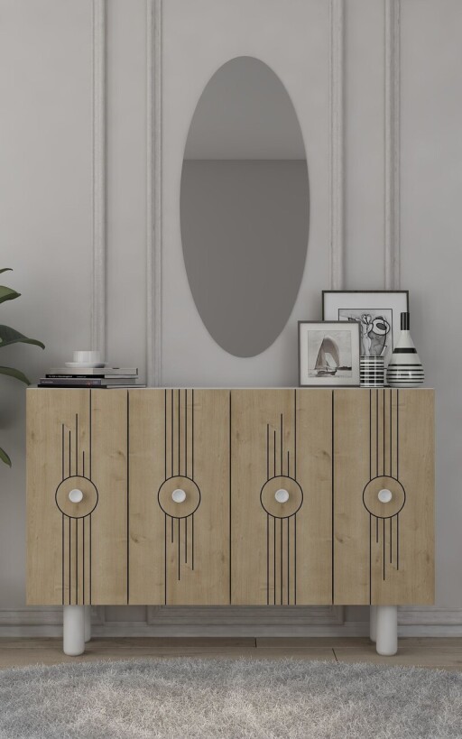 Consola, Olivia, Fraud Bohem KM120, 120x75x29 cm, PAL , Stejar alb / safir