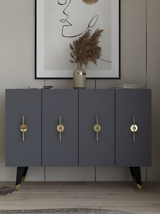 Consola, Olivia, Quart Ramada, 120x80x29 cm, PAL , Aur/Antracit