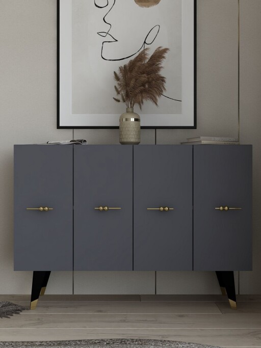 Consola, Olivia, Quart Salkım, 120x80x29 cm, PAL , Aur/Antracit