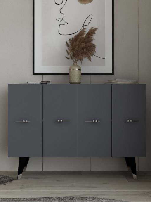 Consola, Olivia, Quart Salkım, 120x80x29 cm, PAL , Argintiu / Antracit