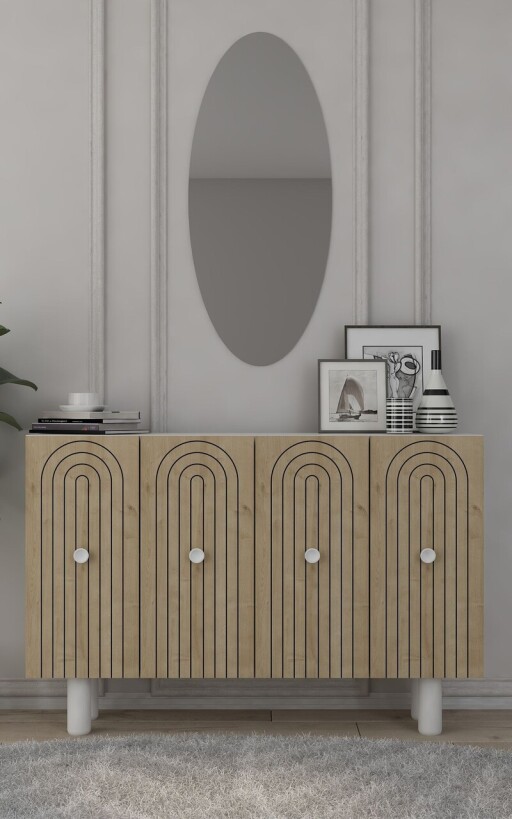 Consola, Olivia, Woise Bohem KM120, 120x75x29 cm, PAL , Stejar alb / safir