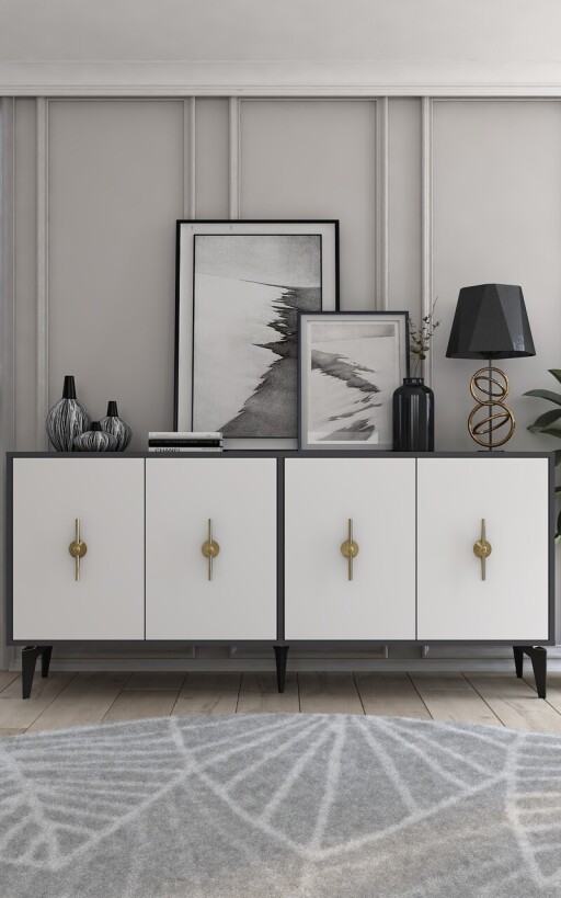 Consola, Olivia, Figora, 180x82 cm, PAL , Antracit/Alb