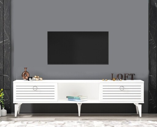 Comoda TV, Olivia, Arona, 150x44 cm, PAL, Alb